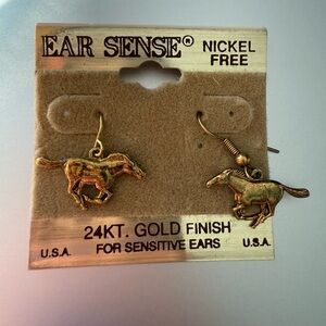 Ear Sense Gold Horse Earrings
